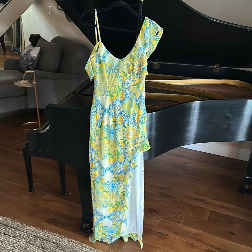 Runaway the label asymmetrical maxi dress